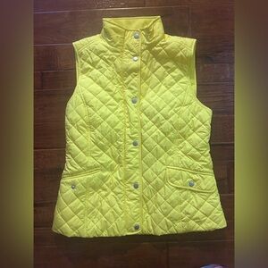 Talbots Women’s Yellow Vest Full Zip Button Puff Top Fleece Inside - Size Small